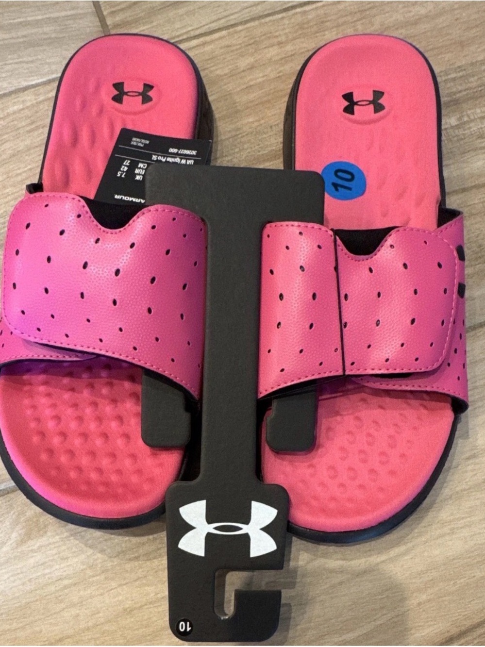 Under Armour Pink and Black Ignite Pro Slide Size US10